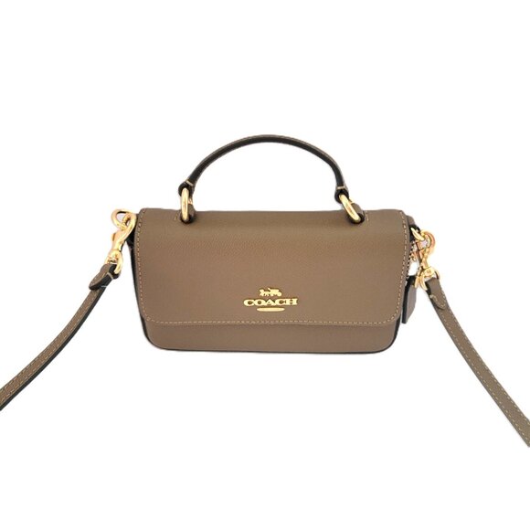 Coach CCK67 Mini Josie Top Handle Bag Crossbody Handbag Dark Stone Leather